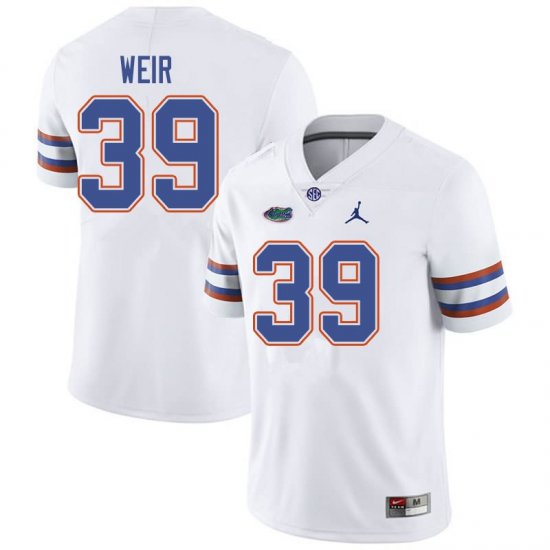 Men's Florida Gators #39 Michael Weir NCAA Jordan Brand White Authentic Stitched College Football Jersey IOR6162JE